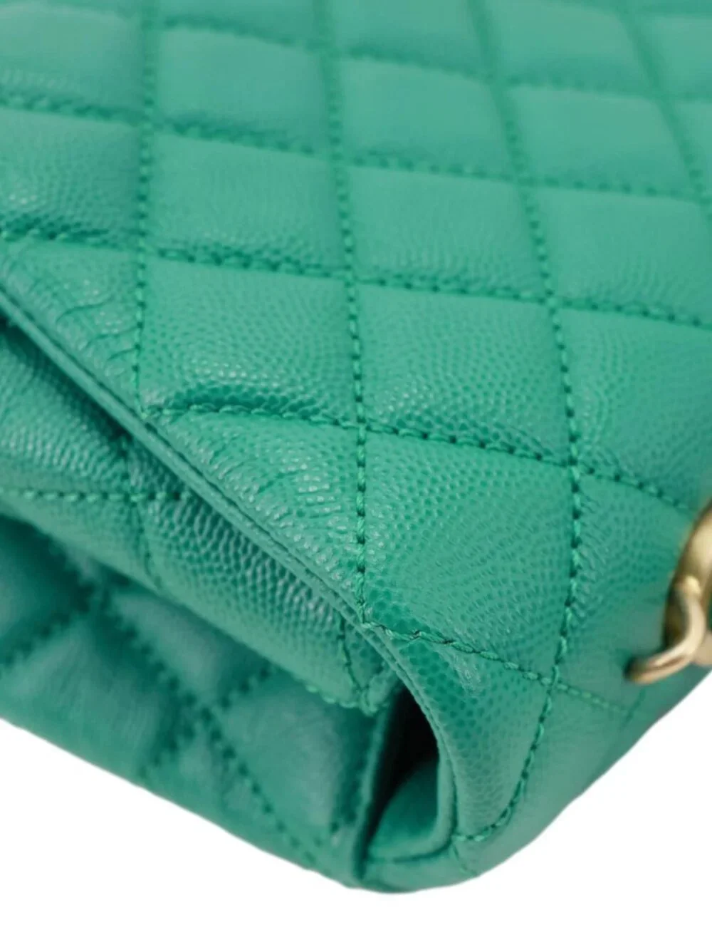 Chanel  Coco Handle Flap Small Quilted Caviar Leather Crossbody Bag Green